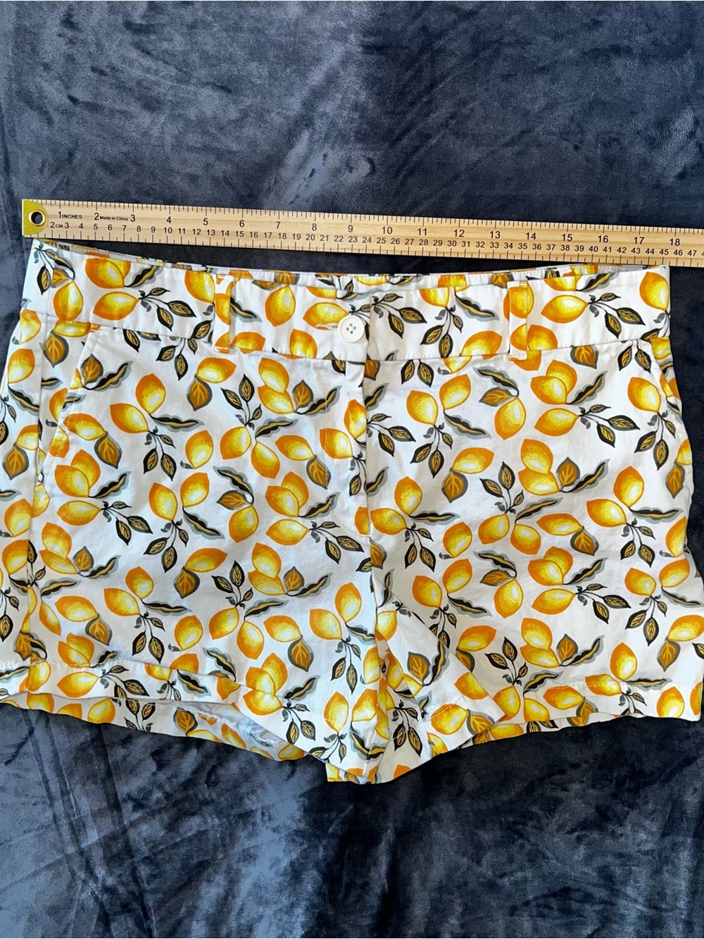 LOFT White Cotton Shorts with Yellow Lemon Print